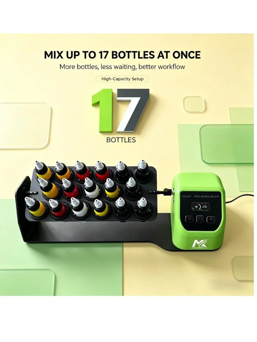 NEW MK Tattoo Ink Shaker Mixer Rocker Electric Pigment Rotating Agitator Shop